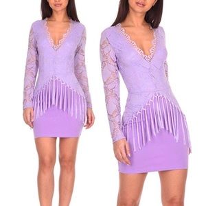 NWT Women’s Tassel Embroidered Lace Dress Lavender